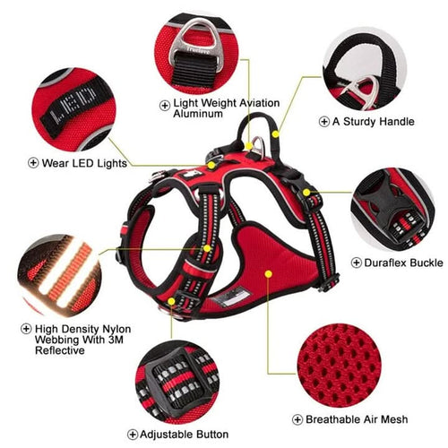 True Love No Pull Explosion Proof Dog Harness - Red, S